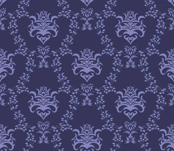 Damask Seamless Vector Pattern.  Elegant Design in Royal  Baroque Style Background Texture in Very Peri color. Floral and Swirl Element.  Ideal for Textile Print and Wallpapers. - Wektor, obraz
