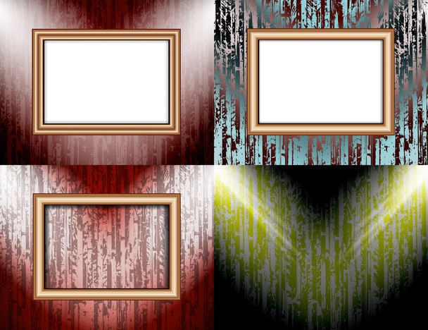 Set of colorful abstract backgrounds and frames for text or photos illuminated by searchlights. vector - Вектор, зображення
