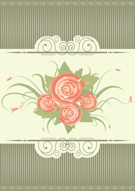 Vintage background with roses.Retro card - Vector, Imagen