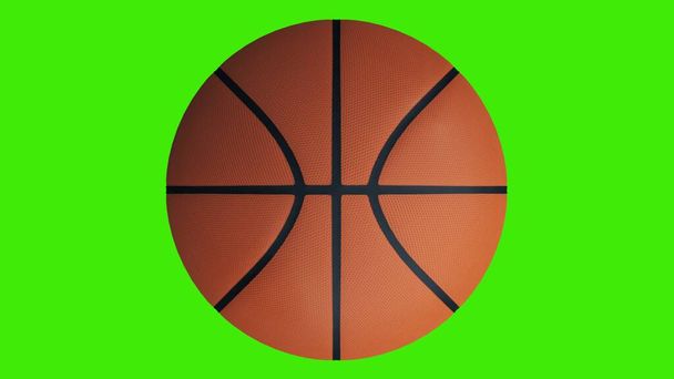 Баскетбольный мяч на зеленом экране - хромакей фон, 3D рендеринг. - Фото, изображение