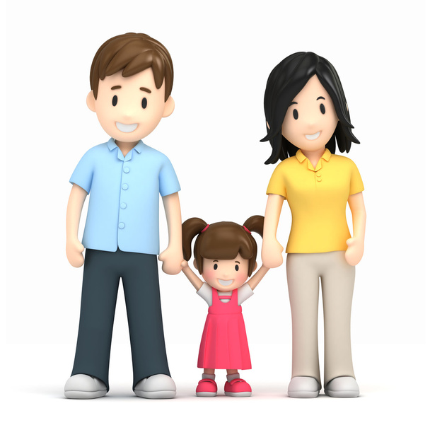 3D-Darstellung einer glücklichen Familie - Foto, Bild
