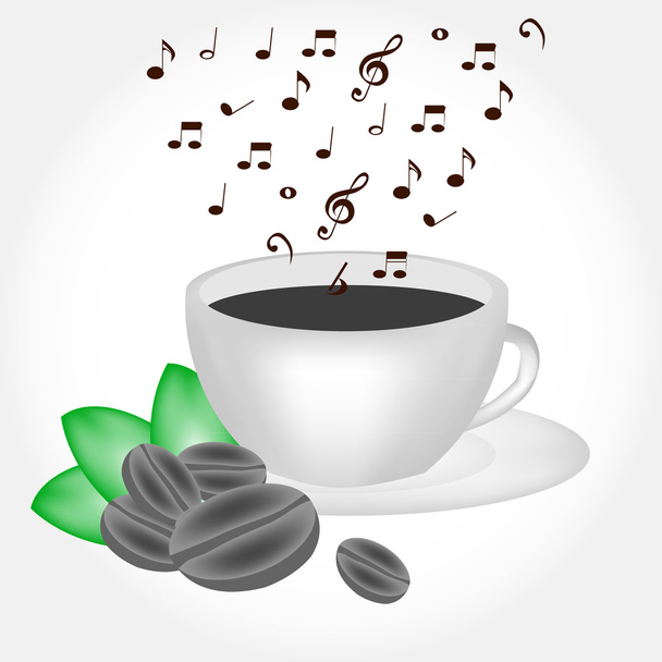 Coffee cup with musical smoke - Vector, Image
