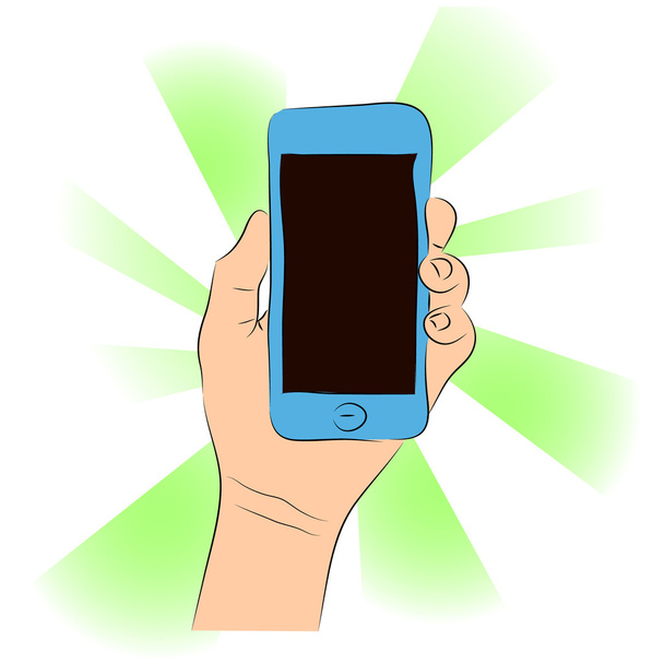 Telefon komórkowy (smartfon z ekranem dotykowym) ręka wektor d - Wektor, obraz