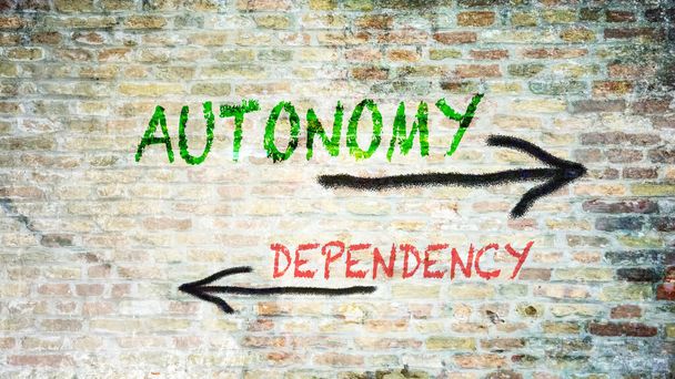 Вуличний знак шлях до автономії проти залежності
 - Фото, зображення