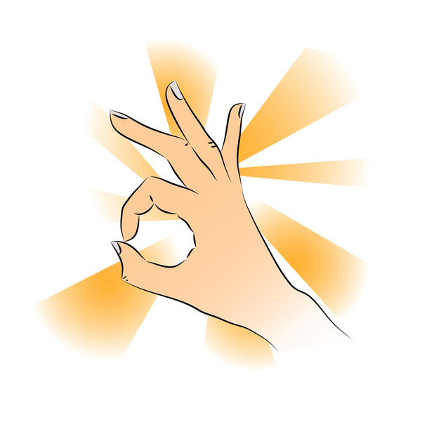 Close-up van iemands hand gebaren - teken weergegeven: ok (oke) - Vector, afbeelding