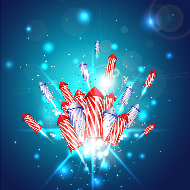 Новогодний фон с фейерверками
 - Вектор,изображение