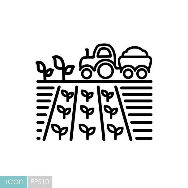 Tractor on field harvest seedling flat icon. Agriculture sign. Graph symbol for your web site design, logo, app, UI. Vector illustration, EPS10. - Vector, Image
