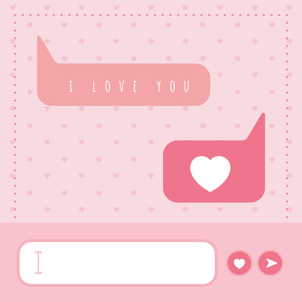Felice giorno di San Valentino gift card con bolla chat vettoriale illustrazione - Vettoriali, immagini