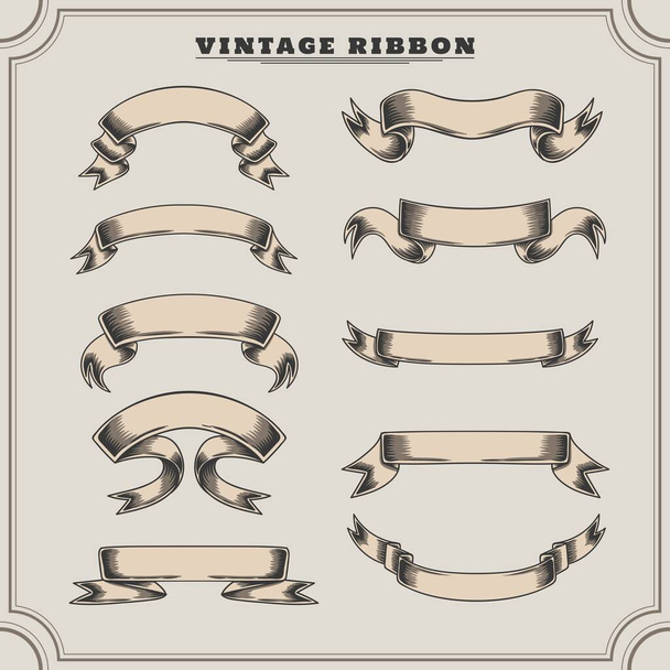 Cinta vintage ilustración vectorial dibujado a mano para su empresa o marca - Vector, imagen
