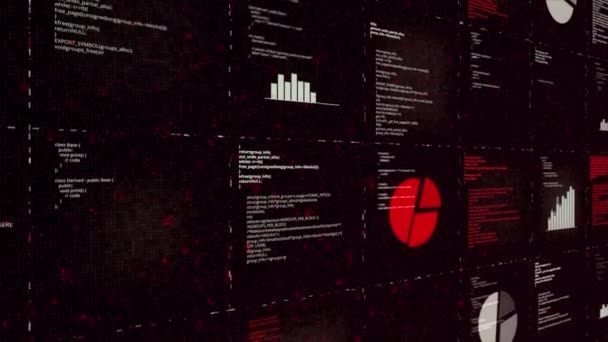White and red programs.Animation. A problem solving program written on a black background in abstraction with various circular diagrams. High quality 4k footage - Footage, Video