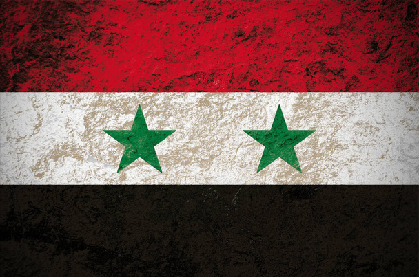 Flaga Syryjskiej Republiki Arabskiej na tle grunge stone - Zdjęcie, obraz