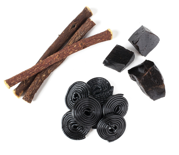 Production steps of licorice, roots, pure blocks and candy. - Photo, Image