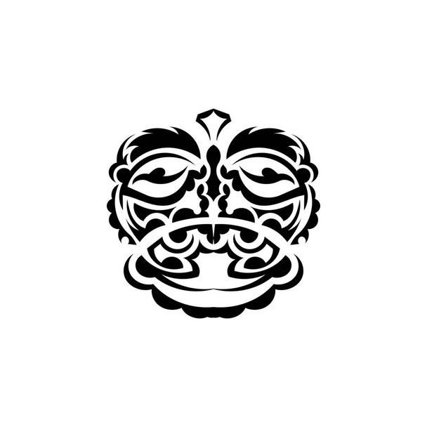 Племенная маска. Монохромные этнические узоры. Черная татуировка в самоанском стиле. Изолирована. Вектор. - Вектор,изображение