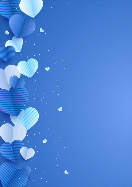 Shinning heart blue Papercut style Love card design background - Vector, Image