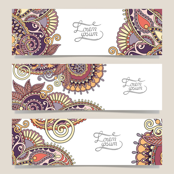 set of decorative flower template banner, card, web design - Vector, Image