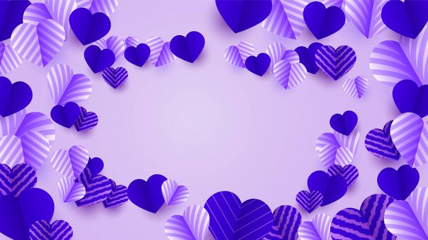 Happy valentine's purple Papercut style design background - Vecteur, image