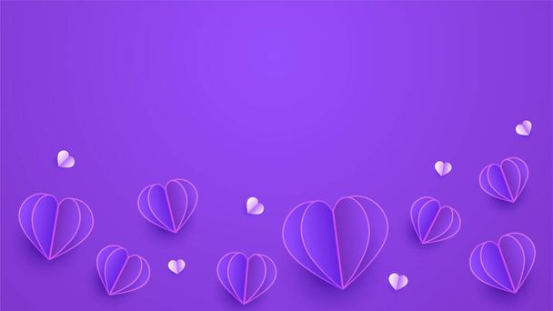 Valentine's day purple Papercut style design background - Vector, afbeelding