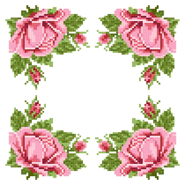 Рамка из роз, вышивка
 - Вектор,изображение