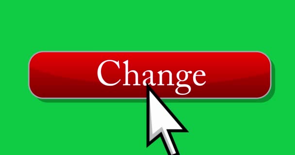 Cursor clicks on Change button. Pointer arrow cursor clicking. Animated icon on green screen chroma key background. Life changes concept vision. - Footage, Video