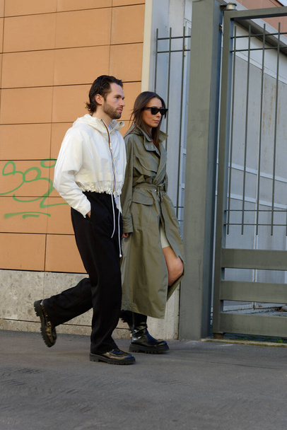 Star and celebrity on the street of Milan before KWAY fashion show - Foto, Imagen