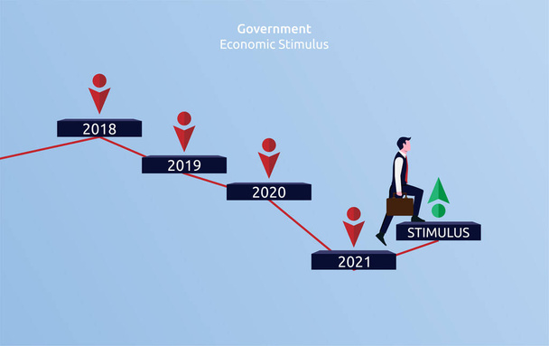 Estímulo econômico do governo após o conceito covid-19, estimule a economia para o crescimento do PIB - Vetor, Imagem