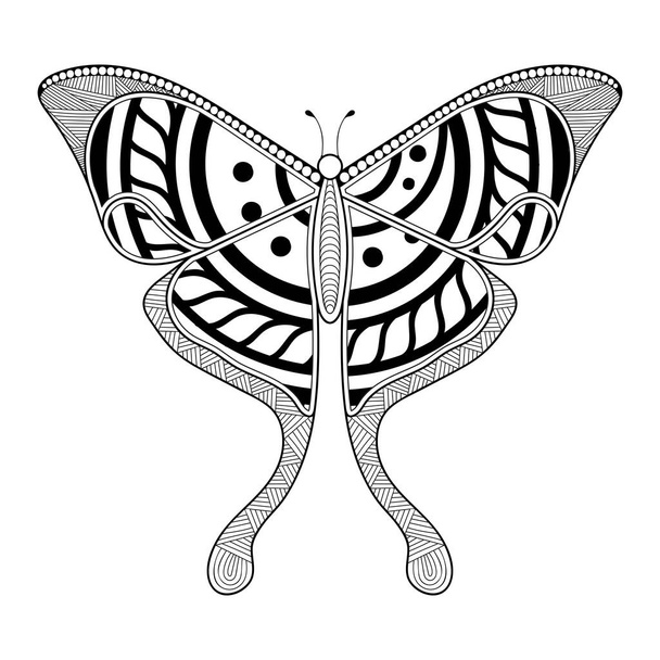 vector butterfly black and white element line art print design  - Vector, Image