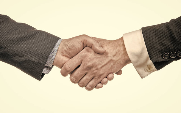 business deal and support. partnership and cooperation. welcome gesture. handshake of men - Photo, Image
