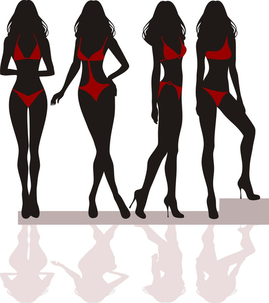 Silhouette of the  girls - Vector, Image