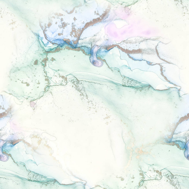 Foil Alcohol Ink Marble. Shiny Water Color Background. Luxury Water Color Canvas. Blue Seamless Watercolor. Pink Art Paint. Green Marble Background. Fluid Seamless Glitter. Modern Abstract Painting. - Φωτογραφία, εικόνα