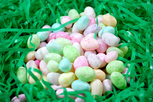 Colorful Easter Jelly Beans in Green Steamers - Photo, Image