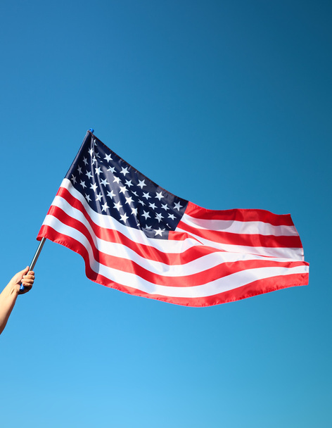 Hand holding american flag - Фото, зображення