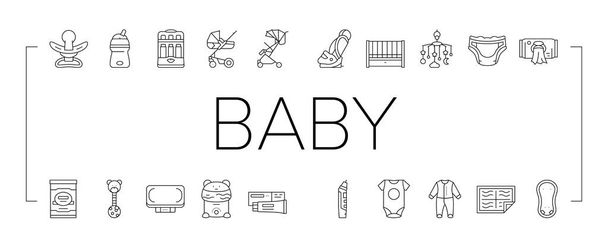 Ensemble d'icônes de collection d'outil de vente de magasin de bébé vecteur . - Vecteur, image