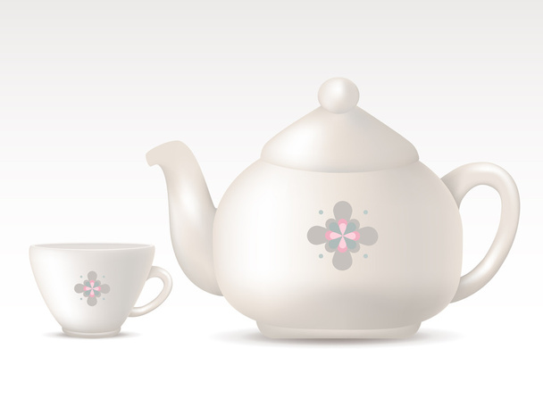 Isolierte Teekanne und Tasse - Vektor, Bild