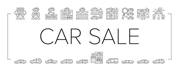 Used Car Sale Automobile Service Icons Set Vector . - Vector, Image