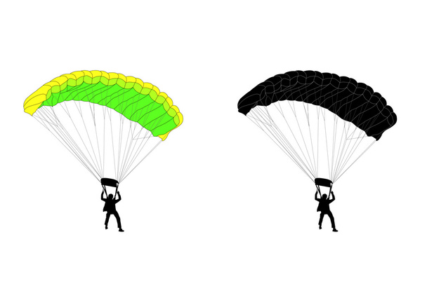 Skydiver silhouette and illustration - Вектор, зображення