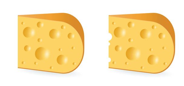 Piece of cheese icon or symbol. texture of the cheese with holes. Vector fresh yellow food or snacks background. Cheese seamless pattern pictogram. Cross-section, Cheese slices banner. - Vector, afbeelding