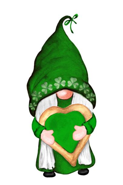 St. Patrick 's Day Gnome Meisje met koekjes - Foto, afbeelding