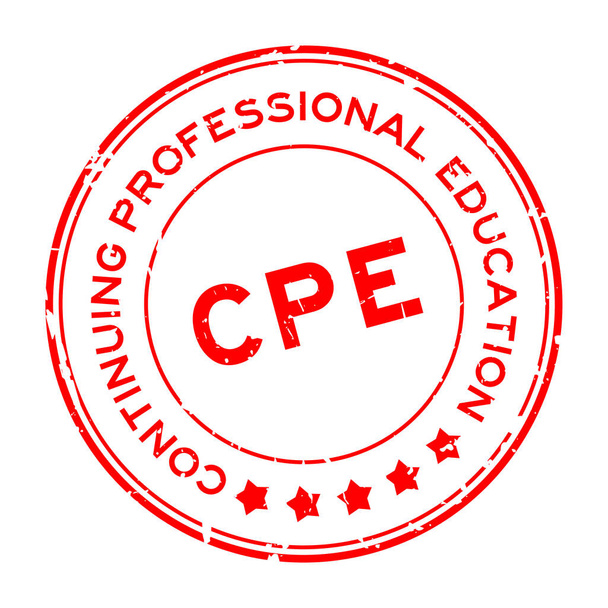 Grunge rojo CPE Palabra de educación profesional continua sello de goma redonda sobre fondo blanco - Vector, imagen