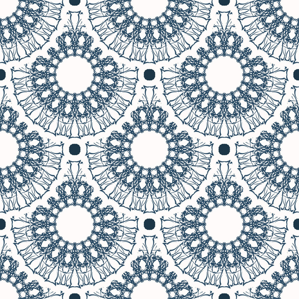 Endless background with retro patterns. Background with white and blue color. Good for prints. Veil illustration. - Vektor, Bild