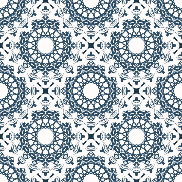 Endless background with monograms. Background with white and blue color. Good for prints. Vector. - Διάνυσμα, εικόνα