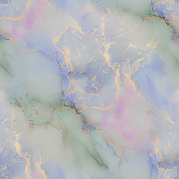 Foil Water Color Marble. Gold Ink Paint. Green Oriental Background. Pink Marble Watercolor. Fluid Seamless Pattern. Luxury Alcohol Ink Canvas. Luxury Abstract Template. Copper Water Color Watercolor. - Photo, Image
