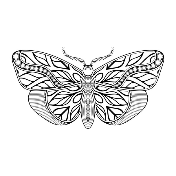 vector butterfly black and white element line art print design - Vektor, kép