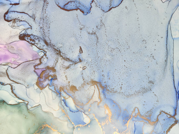 Pink Water Color Marble. Foil Abstract Watercolor. Green Oil Paint. Blue Marble Background. Bronze Water Color Background. White Alcohol Ink Marble. Fluid Elegant Texture. Luxury Abstract Template. - 写真・画像