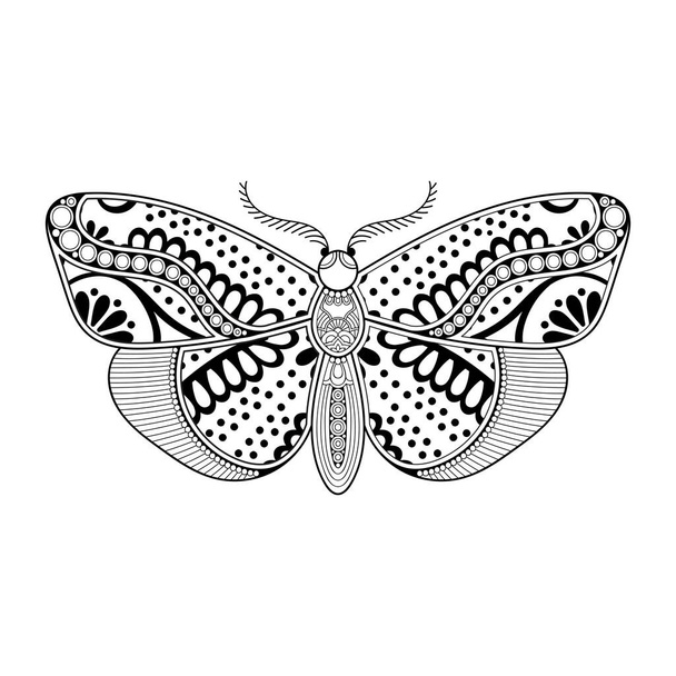 ベクトル蝶黒と白の要素ラインアートプリントデザイン - ベクター画像