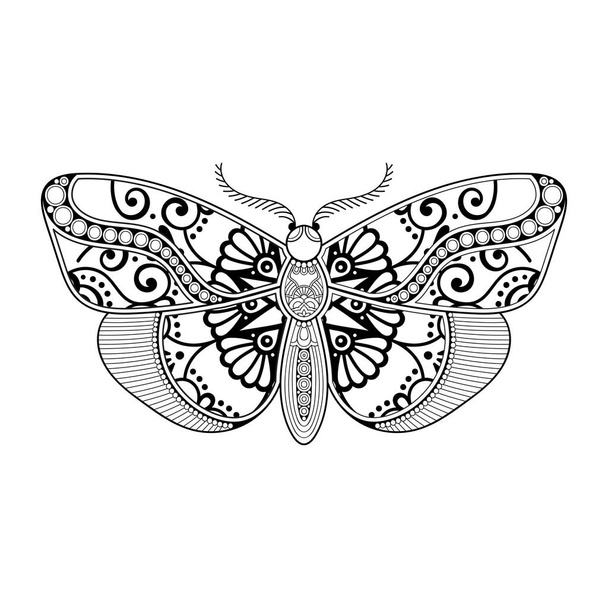 vector vlinder zwart-wit element lijn art print ontwerp - Vector, afbeelding