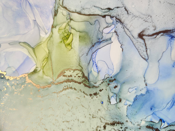 Blue Water Color Marble. Foil Oil Paint. Shiny Water Color Watercolor. Pink Marble Background. Golden Alcohol Ink Canvas. Green Abstract Watercolor. Geode Elegant Glitter. Luxury Abstract Painting. - Foto, Imagen