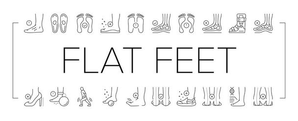 Flat Feet Disease Sammlung Symbole Set Vektor . - Vektor, Bild