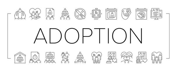Child Adoption Care Collection Icons Set Vector . - Vector, Image