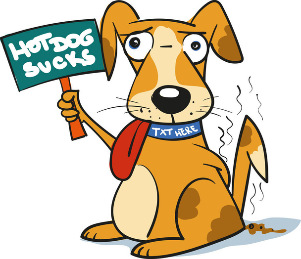 Vektor illusztráció egy aranyos vicces kutya a banner Hot Dog szopás. - Vektor, kép