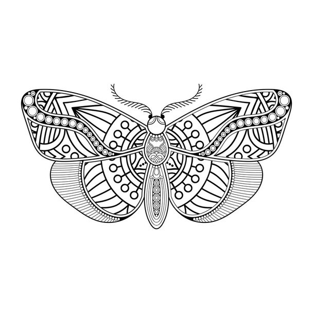 vector butterfly black and white element line art print design - Vector, imagen